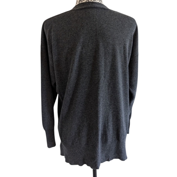 Paper Label Sweater Casual Staple Elevated Basic Women Large V Neck Cotton Grey - Picture 4 of 13